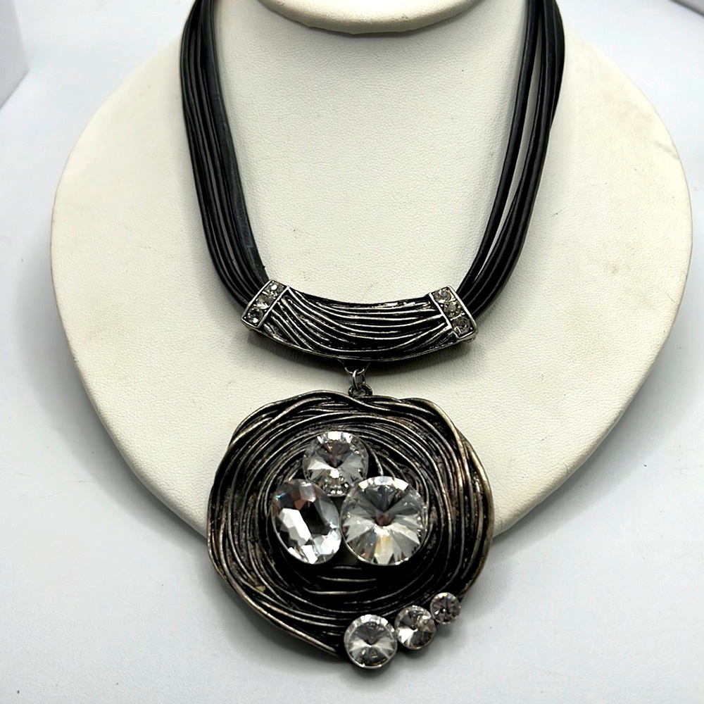 Jules Designer Multistrand Modernist Rhinestone Necklace